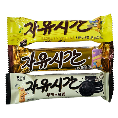 韩国进口食品海太花自由时间生夹心巧克力棒36克袋装儿童休闲零食