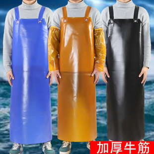 牛筋防水围裙套袖 防油耐磨石材围腰加长加厚耐酸碱围兜屠宰罩衣男