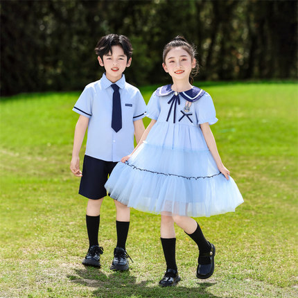 六一儿童演出服男女童海军风连衣裙合唱朗诵表演服毕业照班服