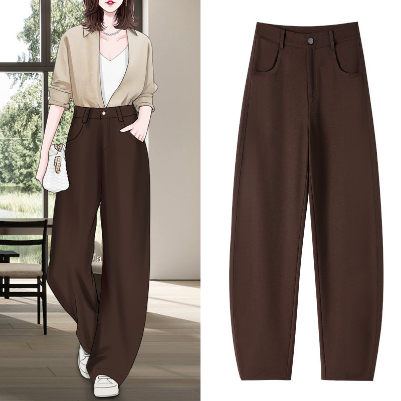 轻奢高品质美拉德阔腿香蕉裤女秋冬新款高腰羊毛抗皱垂感镰刀裤子,女装/女士精品,休闲裤,淘宝优惠券,粉丝福利购,淘宝优惠卷