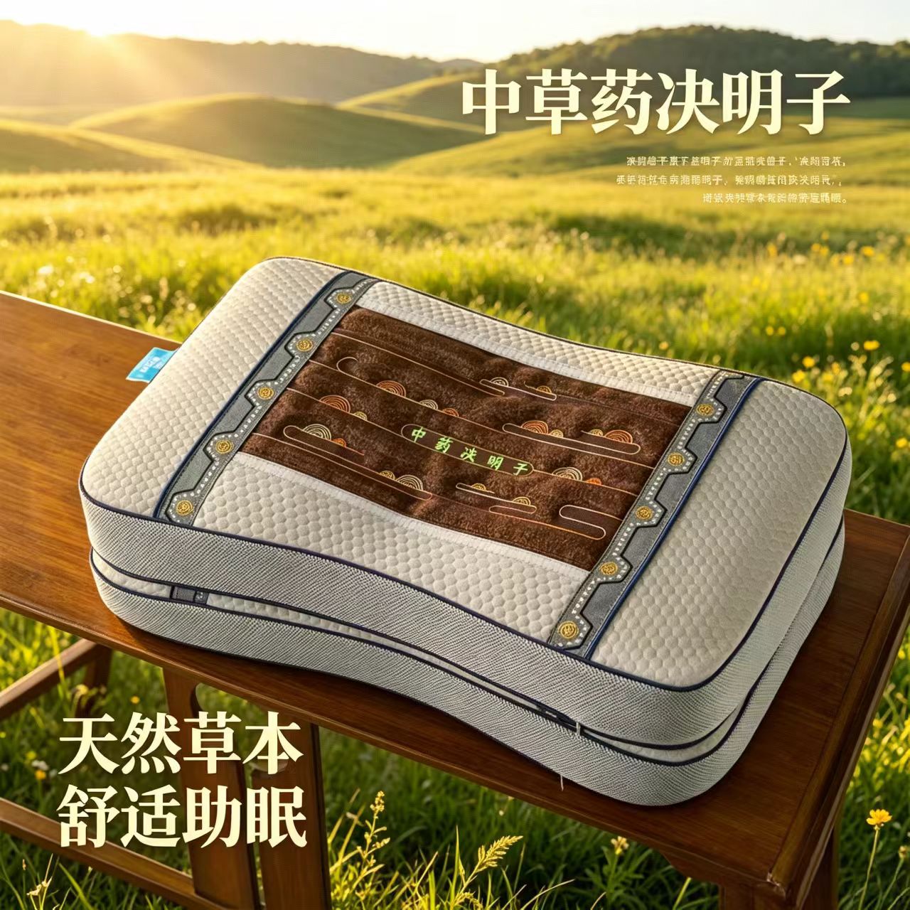 夏日新款中草药决明子凉席枕头枕芯记忆枕头荞麦凉席单人枕头枕芯
