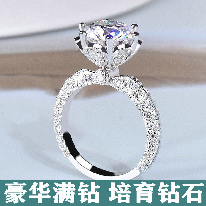 高脖显钻豪华宫廷复古欧美女钻戒