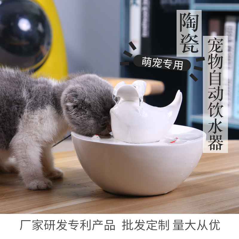 跨境陶瓷宠物饮水机 狗狗饮水器循环过滤芯 猫智能便携自动喂