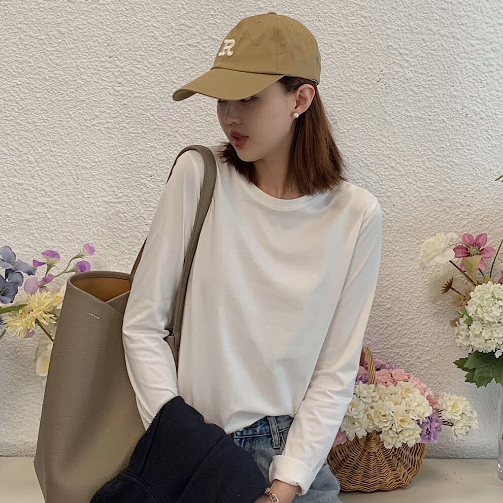 seawhen海维恩正肩小个子纯棉长袖t恤女2025新款爆款洋气时尚2773