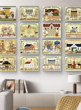 儿童可爱卡通装饰画内芯海报挂画芯自粘墙贴画儿童房墙画美式乡村