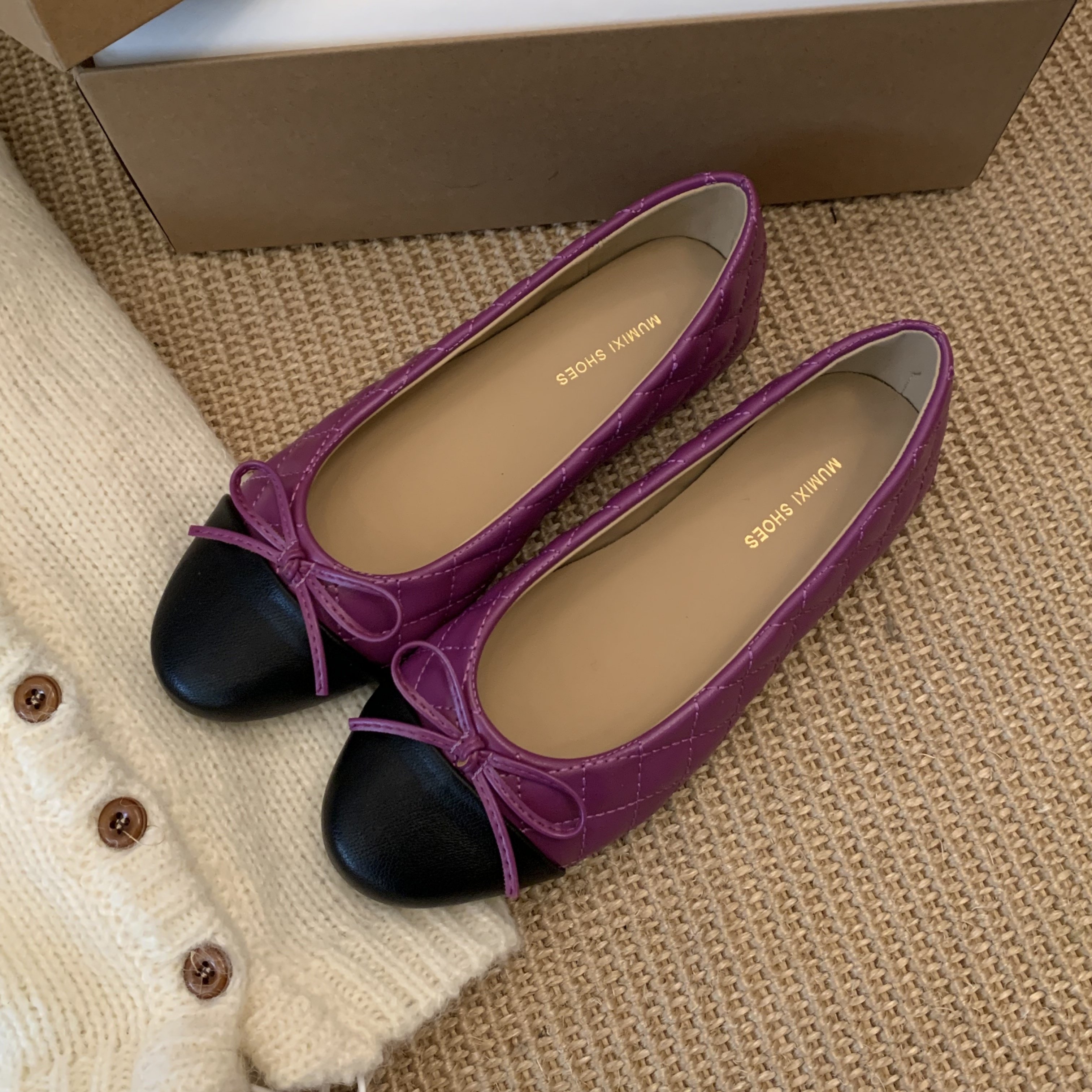 MUMU法式小香风蝴蝶结平底芭蕾舞鞋女浅口一脚蹬通勤单鞋,女鞋,浅口单鞋,淘宝优惠券,粉丝福利购,淘宝优惠卷