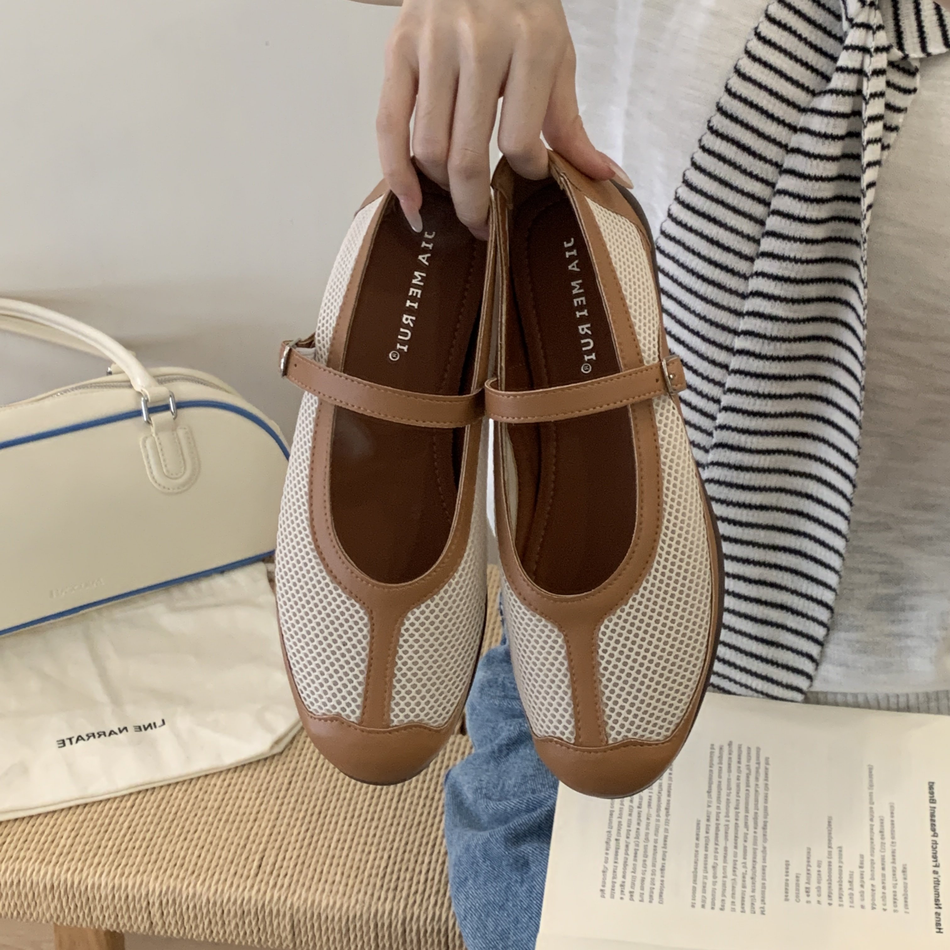 MUMU复古风网面镂空玛丽珍鞋女平底透气一字带浅口单鞋,女鞋,浅口单鞋,淘宝优惠券,粉丝福利购,淘宝优惠卷