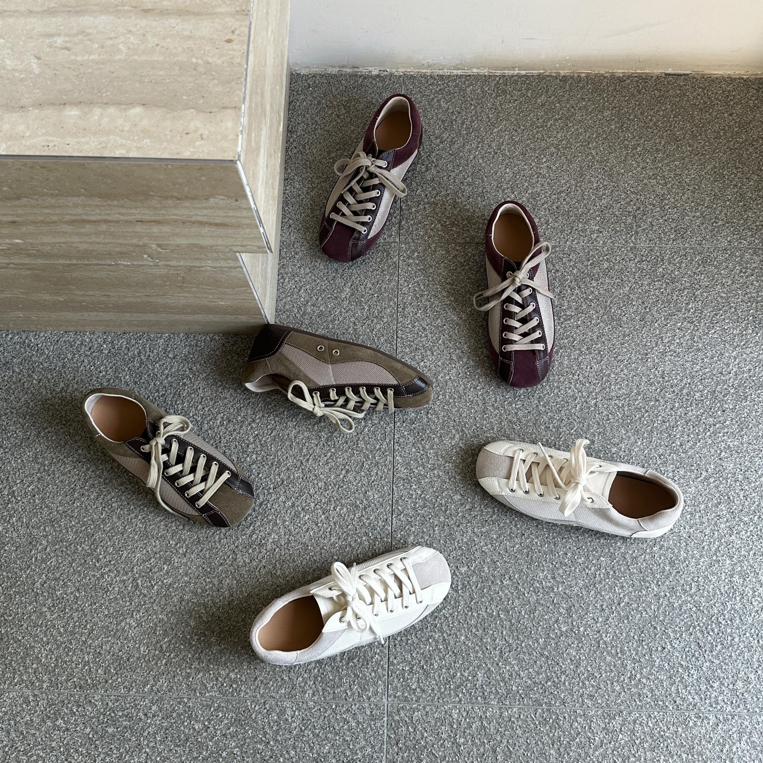 MUMU复古拼色德训鞋女百搭系带平底休闲板鞋运动鞋,女鞋,德训鞋,淘宝优惠券,粉丝福利购,淘宝优惠卷