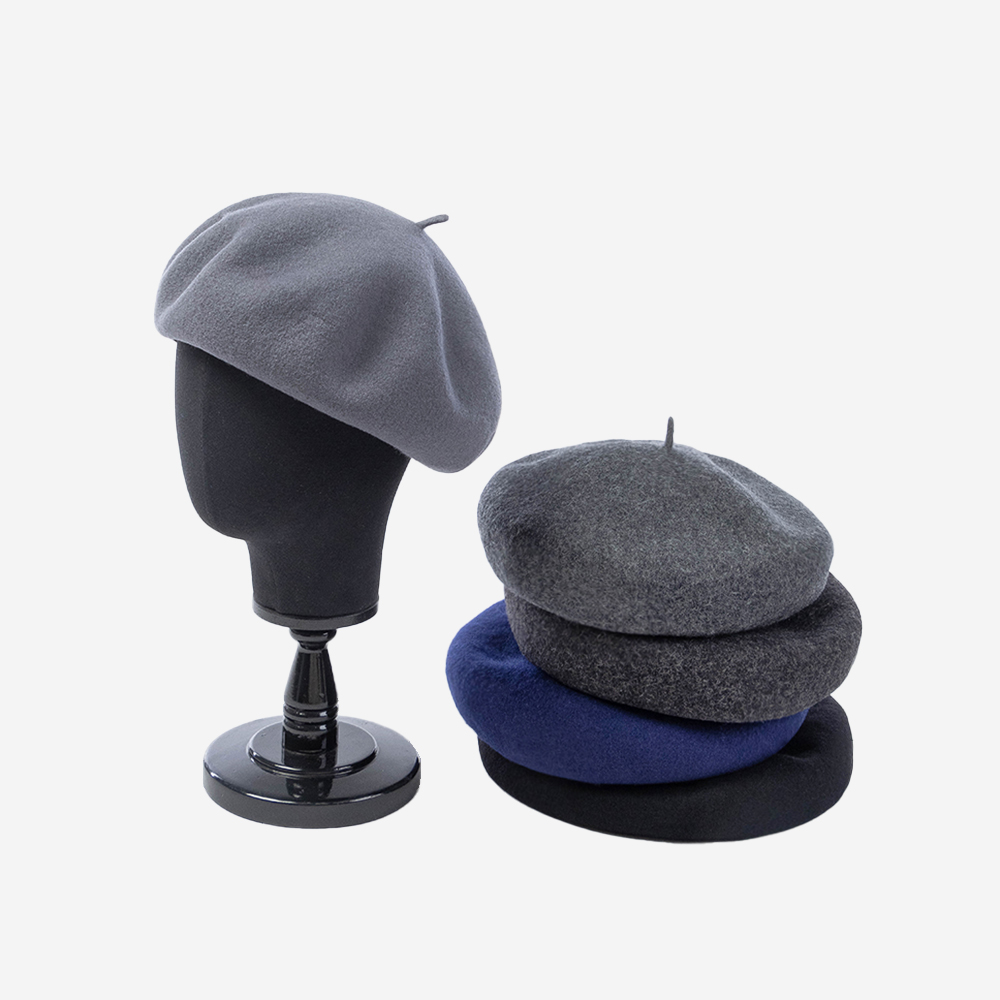 秋冬时尚休闲加大号弹力汗带立体深檐羊毛呢贝雷帽画家帽蘑菇帽潮