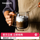 Glasslock双层玻璃咖啡杯耐高温加厚水杯拿铁防烫透明茶杯带把手