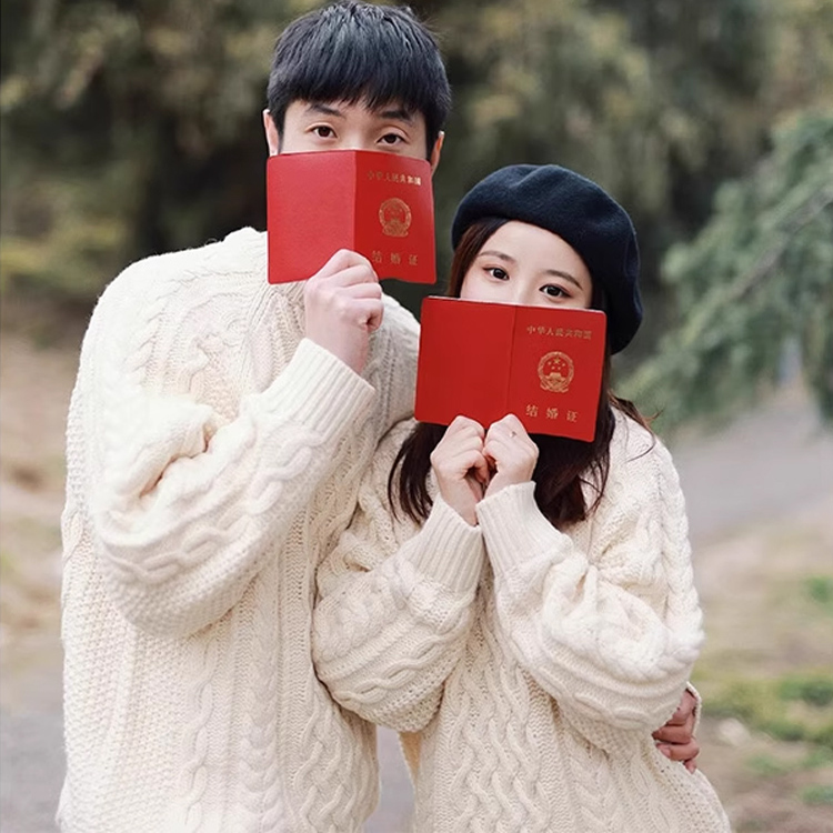 麻花登记美式慵懒领证穿搭结婚照