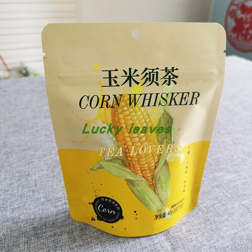 定制玉米须茶荷叶茶PT/VMPET/PE哑光镀铝插底拉链圆角袋免费设计