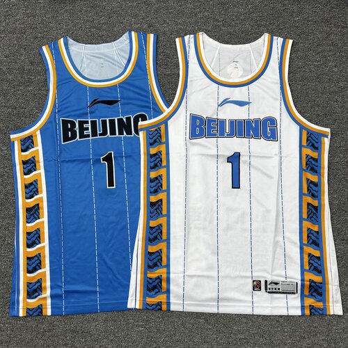 李宁赞助CBA23-24赛季北京首钢球迷版曾凡博球衣速干比赛篮球服