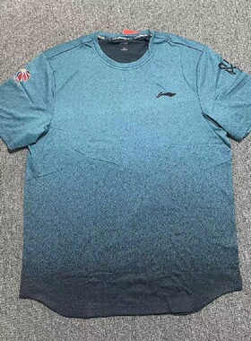 李宁CBA赞助夏季男款胖子大码速干弹性圆领T恤宽松短袖ATSM573