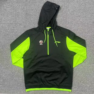 李宁赞助CBA大码 男篮球秋冬加绒连帽卫衣半拉链保暖运动上衣外套