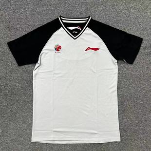 李宁CBA赞助男款篮球场上裁判服透气吸汗T恤V领短袖ATSR567