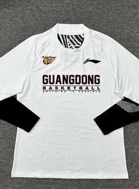 李宁CBA赞助广东男篮球员热身投篮服运动长袖T恤圆领套头ATLP079