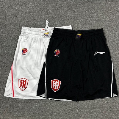 李宁赞助CBA辽宁飞豹主客场球员版速干比赛短裤透气五分裤AAPP371