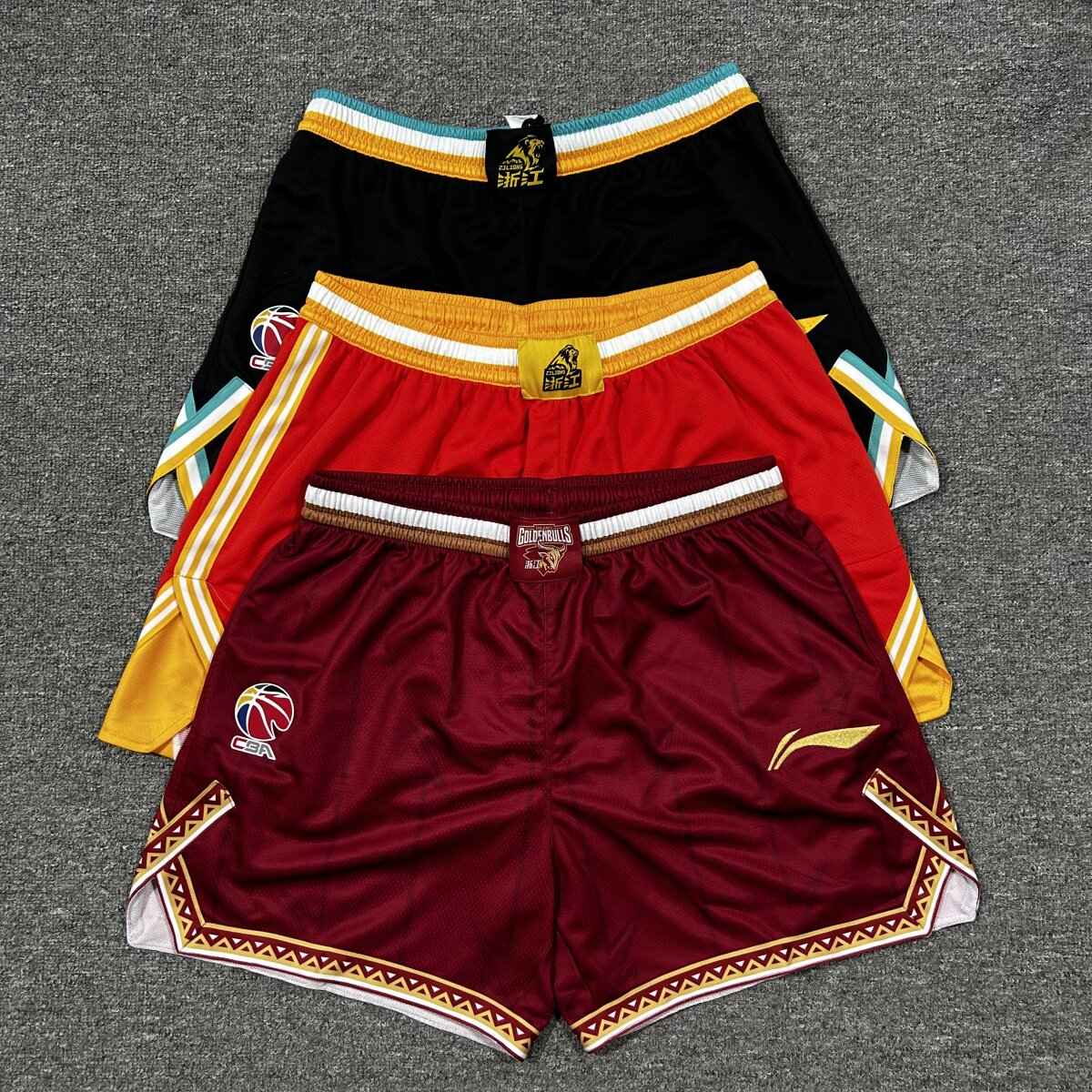 李宁赞助CBA24-25浙江广厦稠州城市经典比赛篮球短裤美式透气短裤