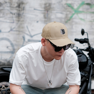 PLUMB立方体个性烫画黑色棒球帽大头围加深软顶遮阳显脸小鸭舌帽