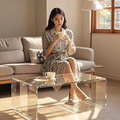 透明亚克力茶几北欧小户型置物桌子轻奢简约客厅沙发边几网红茶桌