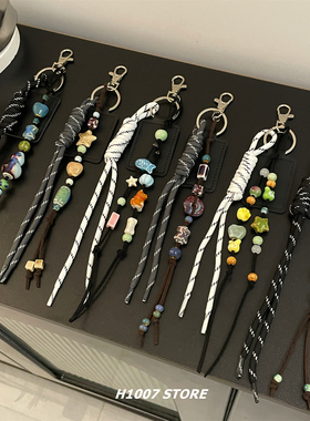 原创设计卡通小狗星星陶瓷编绳男裤链女嘻哈风牛仔工装裤挂链包挂