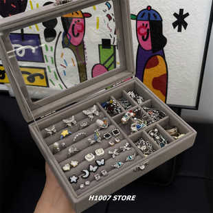 大容量 饰品首饰收纳盒旅行便携项链戒指耳环盒男女防氧化饰品盒