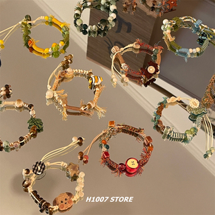 新中式国风编绳陶瓷女手链男小众设计手作编织手绳民族风情侣手饰