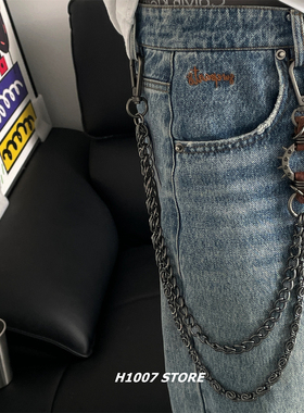 复古做旧齿轮金属链条男款裤链女小众设计腰链嘻哈牛仔裤工装裤链