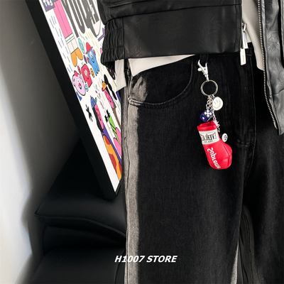 红色拳击小手套挂件男款裤链女嘻哈风小众钥匙包挂工装裤腰间挂饰