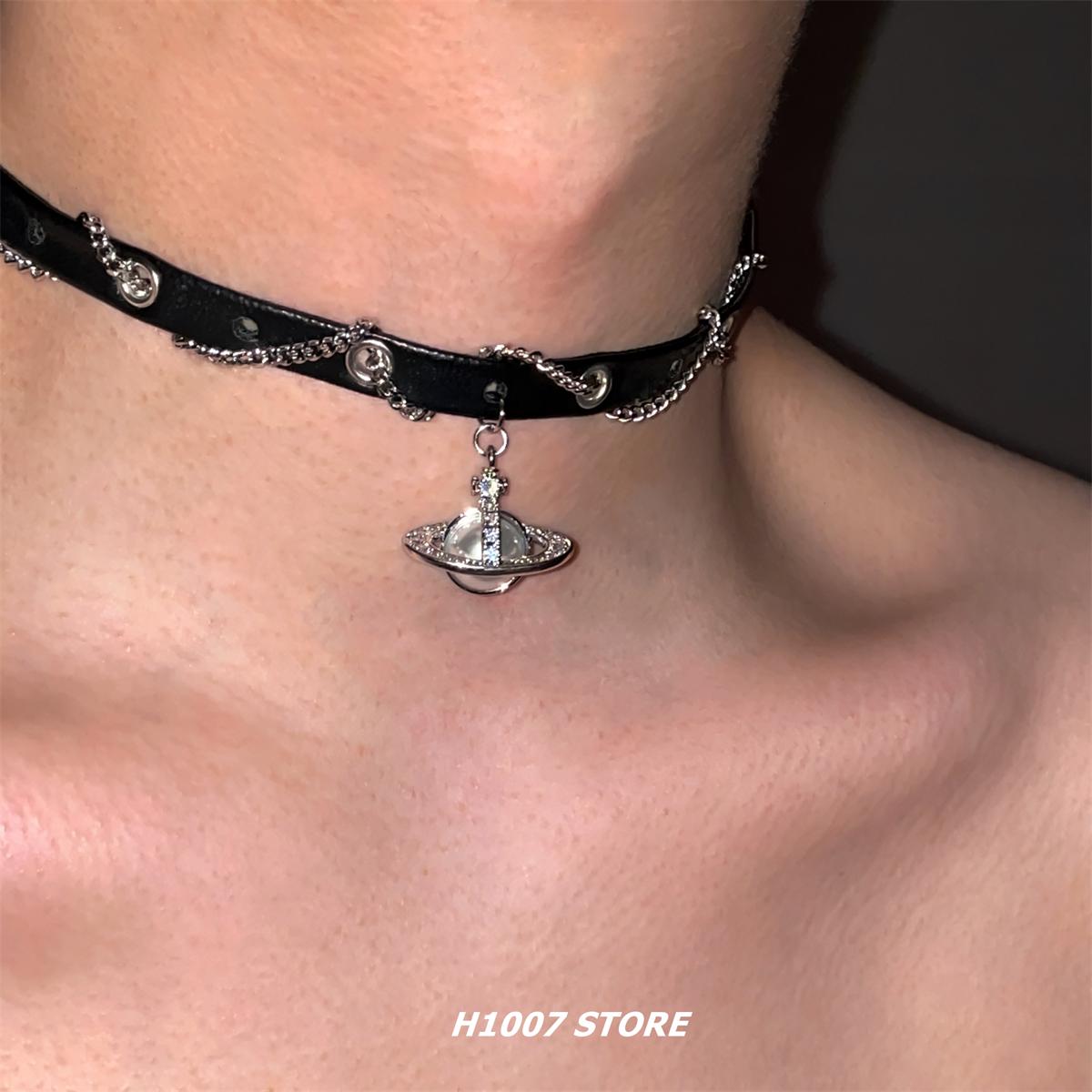 缠绕星球男款颈链女项圈小众y2k亚文化皮质锁骨链choker小众项链