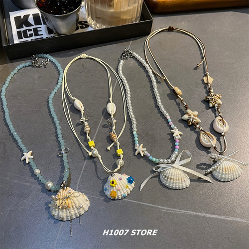 夏日海滩手工贝壳编织项链