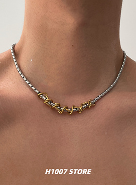 ins小众设计金银撞色项链