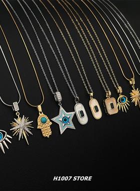 美式小众项链集合高级感男款项链女恶魔之眼锁骨链毛衣链 Vintage