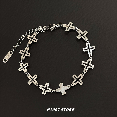 十字架钛钢拼接不会掉色男款手链女生小众设计高级感情侣款手饰品