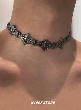 巴黎圣母院欧美复古做旧choker项链男款小众设计锁骨链女颈链配饰