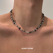 水墨山涧原创款 不规则碎石串珠男项链女小众设计高级感锁骨链颈链