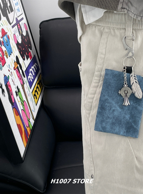 十字架蓝色牛仔布零钱耳机包挂件男款裤链女小众钥匙包挂腰间挂饰