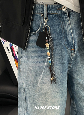 原创陶瓷海星编绳男裤链女嘻哈风小众设计感牛仔裤工装裤挂链包挂