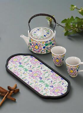 中式陶瓷提梁壶一壶二杯吸水干泡盘家用创意高级功夫茶具小套装