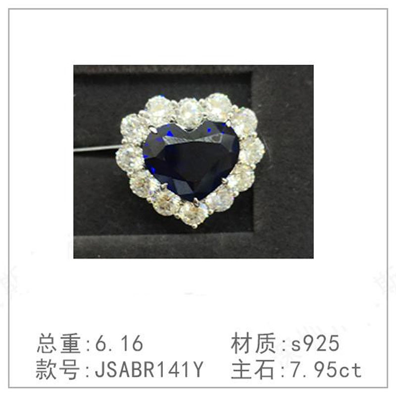 s925银钻石戒指奢高级新款培育钻石简洁蓝宝镀钻钻戒戒指环