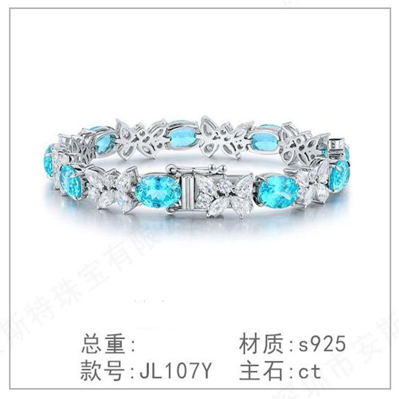 925纯银珠宝培育帕拉伊巴简洁手链高级感锁骨链简约轻奢复古手链