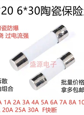 5*20mm陶瓷保险丝管 6*30 250V快断F0.5A/1A/2A/3A/5A/8A/10A/15A