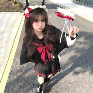 校供学院收腰水手服套装 原创jk甜美日系正版 显瘦 小恶魔 川町香