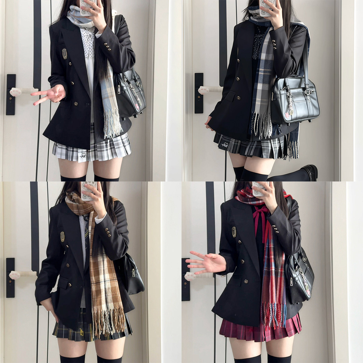 川町香【双排扣西服全套】原创JK制服学院风修身显瘦西服套装