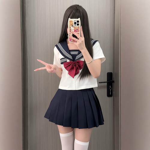 【川町香】原创水手服女jk制服套装海军领学院风绀领白三本基础款