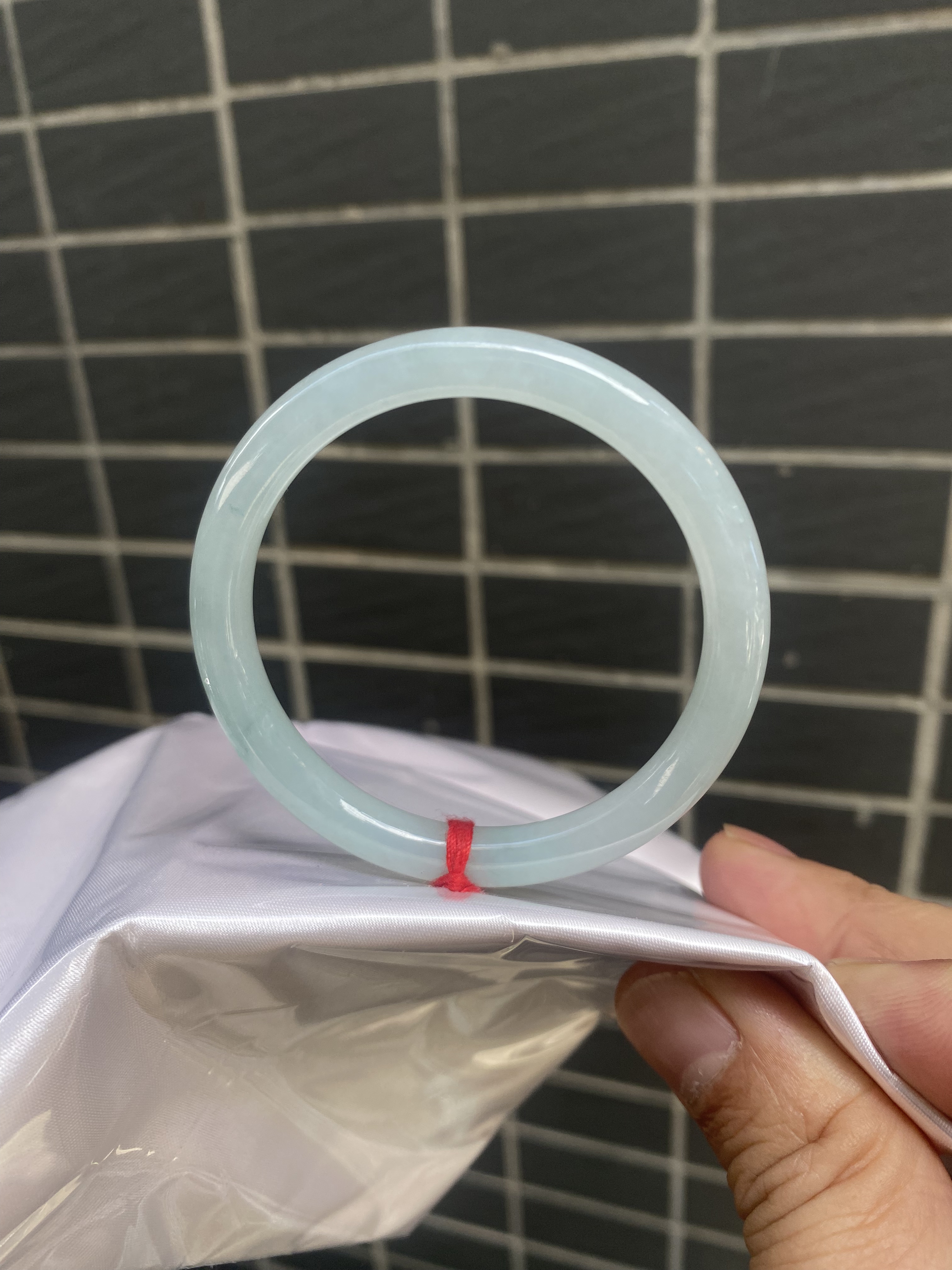 小口径冰种白月光美人条天然缅甸翡翠手镯正品口径51.2mm少女款