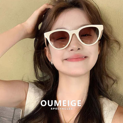 迪丽热巴同款白框墨镜女高级感2026新款防紫外线太阳镜潮可配近视