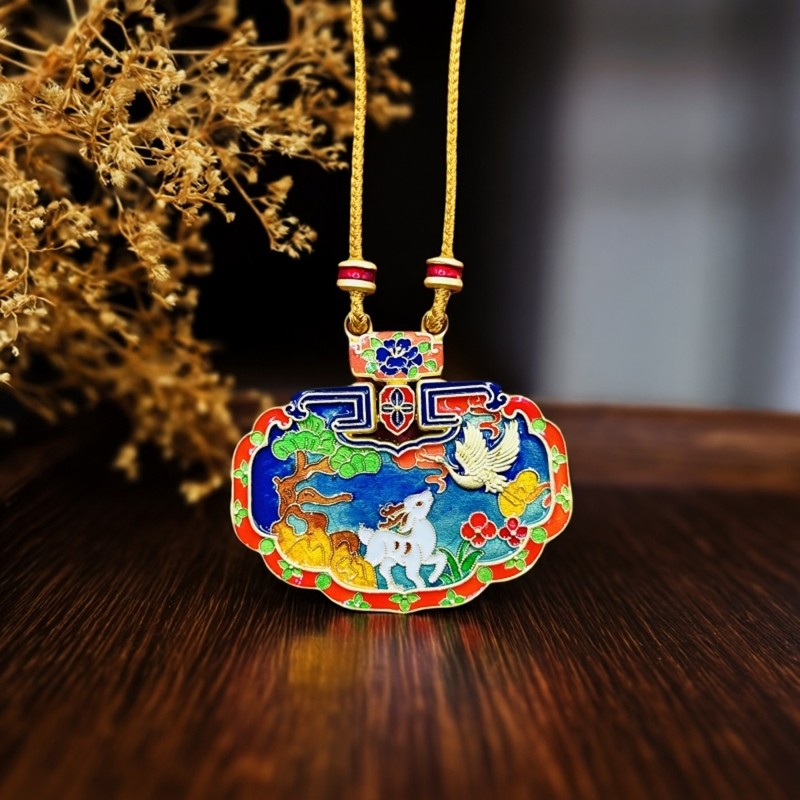 足银999珐琅彩九色鹿平安锁吊坠项链 35克礼物,饰品/流行首饰/时尚饰品新,银饰吊坠,淘宝优惠券,粉丝福利购,淘宝优惠卷