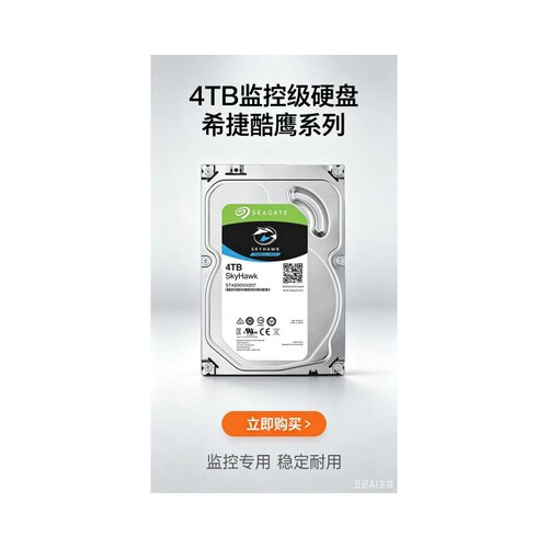 希捷ST4000VX007酷鹰4TB监控录像机4T机械硬盘4t台式机电脑硬盘4t